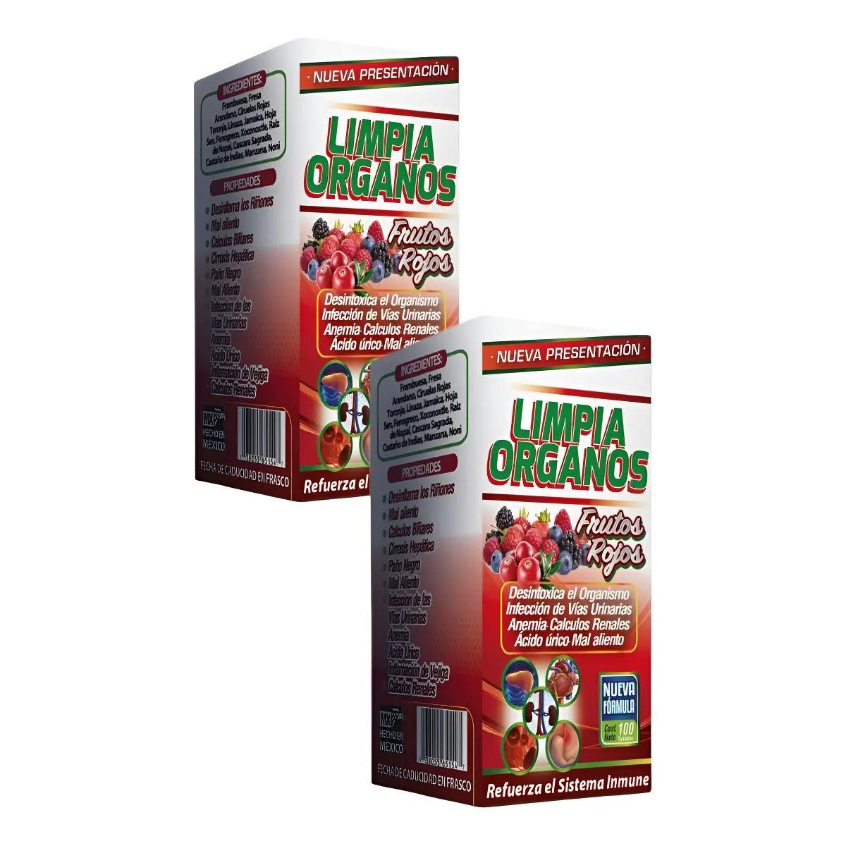 2 Pack Limpia Órganos Suplemento Alimenticio 100 Tabletas