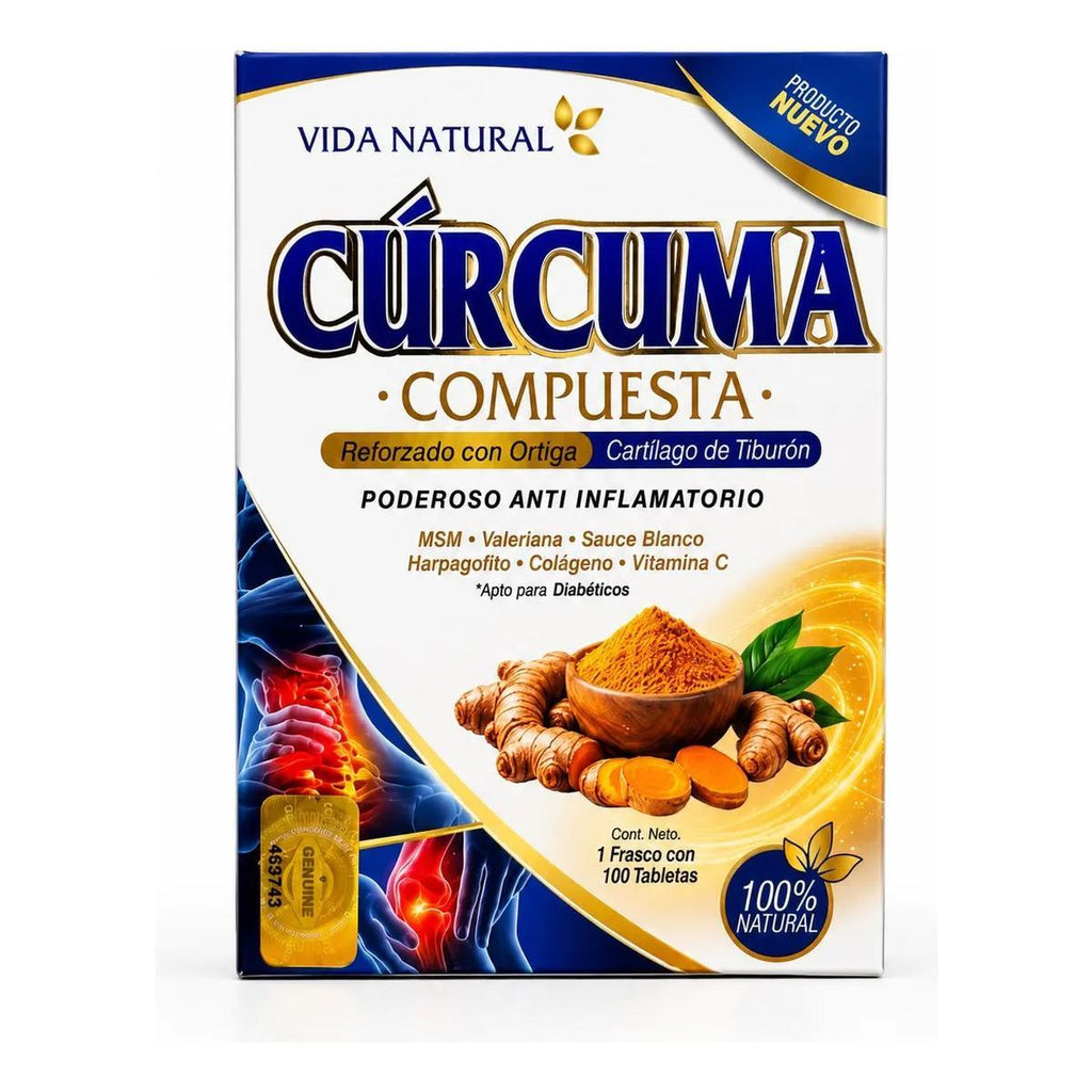 Curcuma Compuesta 100 Tabs Apoyo Articular Sin Sabor - imagen 2