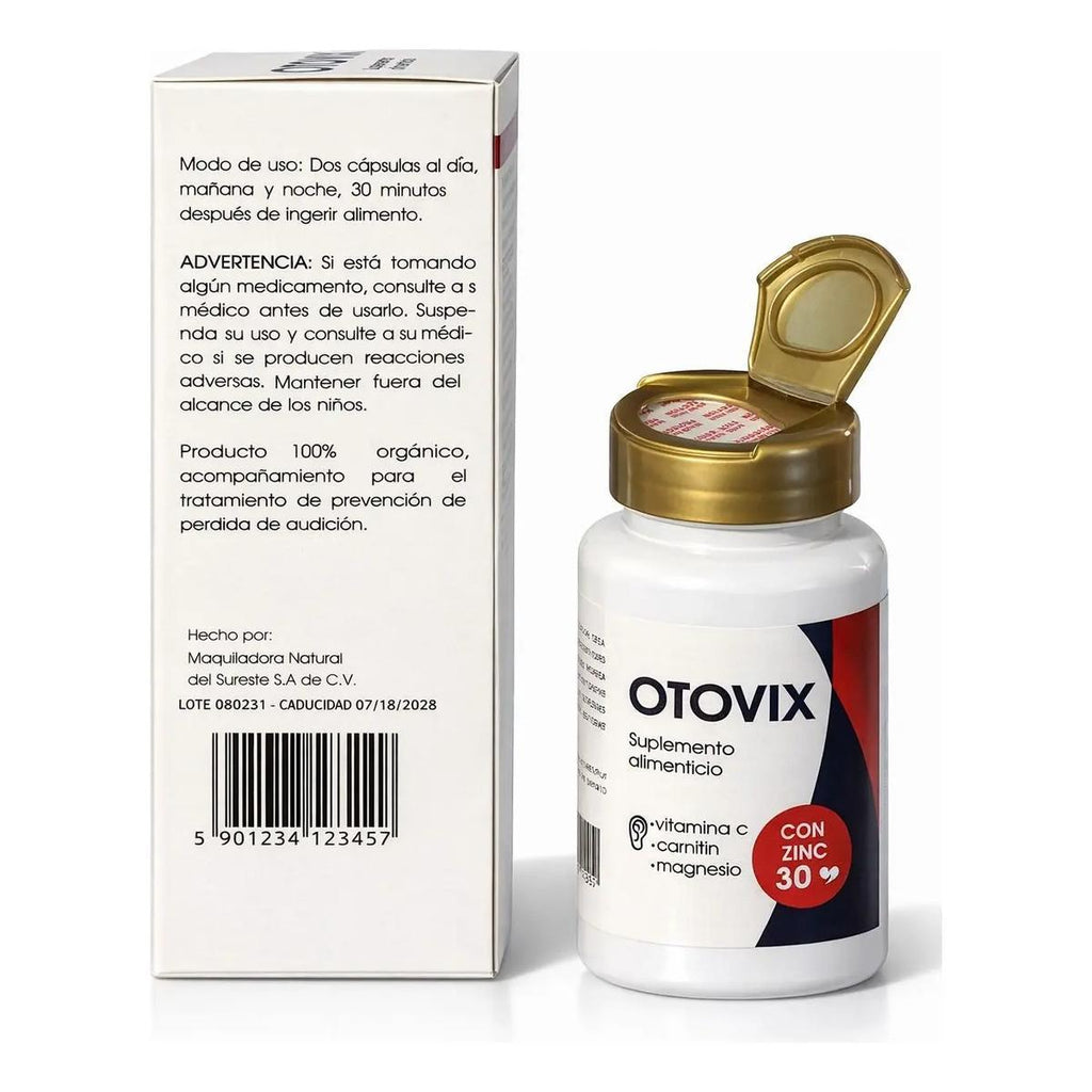 Otovix Para El Sistema Auditivo, Carnitina 30caps Suplemento - imagen 3