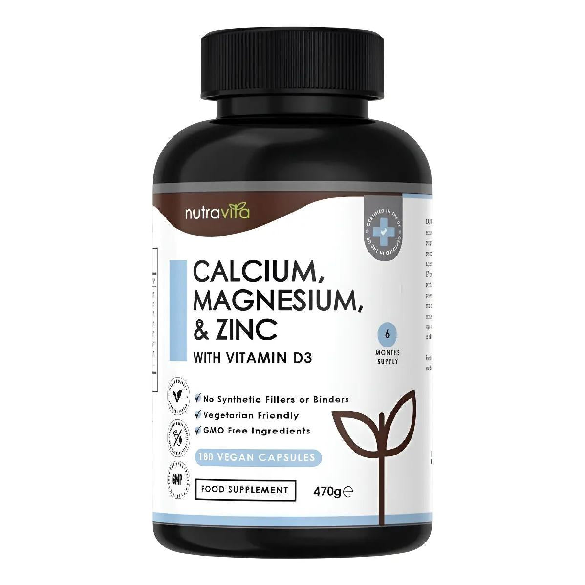 Calcio Magnesio Y Zinc Suplemento 180 Capsulas