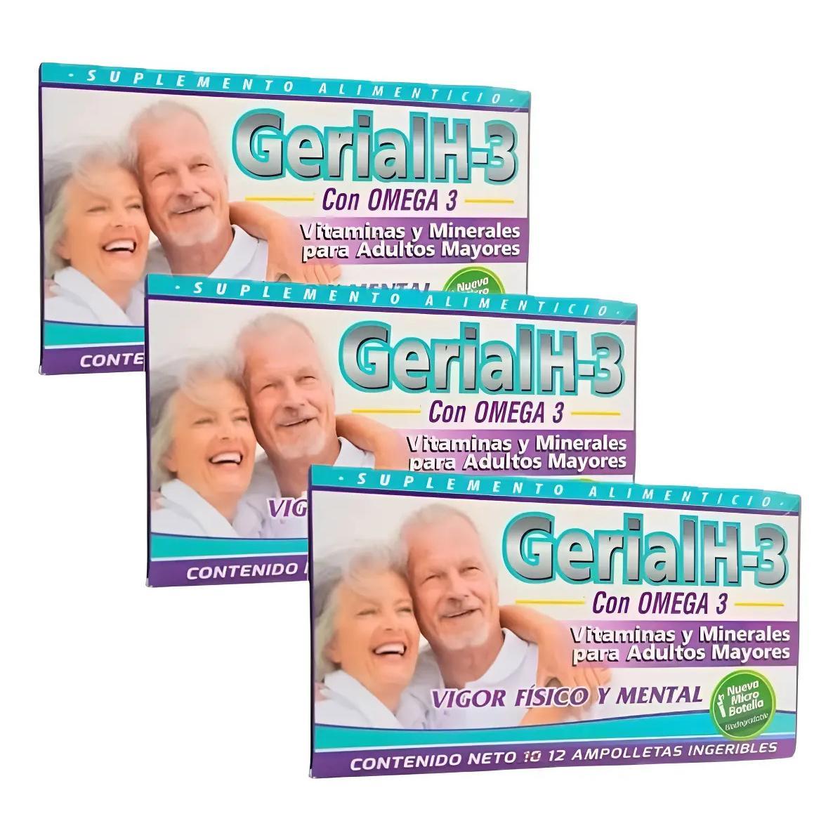 3pack Gerialh-3 Multivitamínico Adultos Mayores Con Omega 3