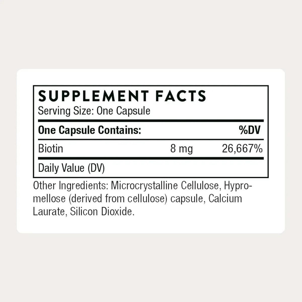 Biotina 8 Mg Thorne 60 Cápsulas Sabor Sin Sabor - imagen 2