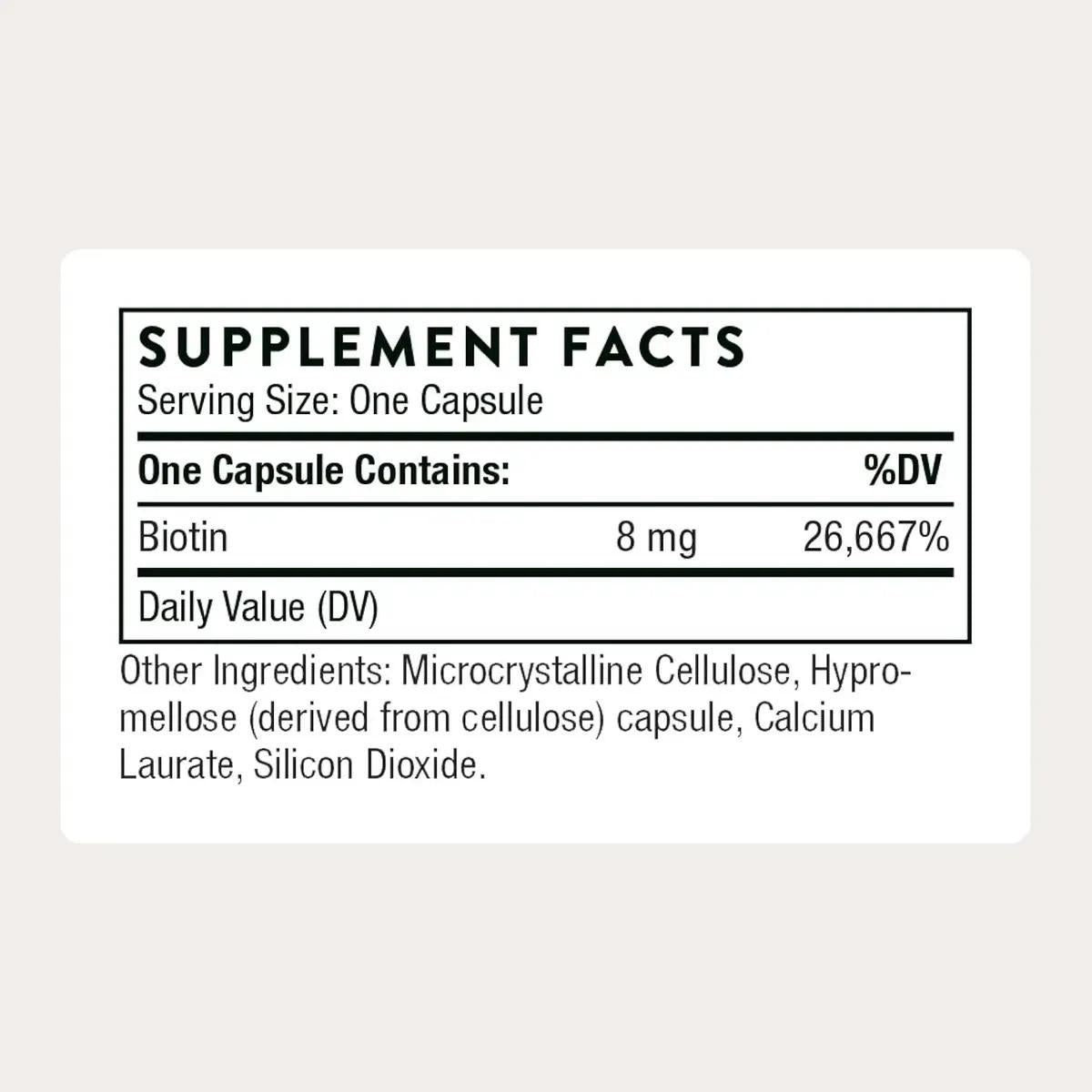 Biotina 8 Mg Thorne 60 Cápsulas Sabor Sin Sabor - imagen 2