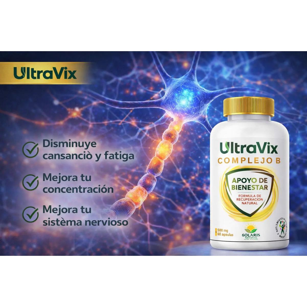 Ultravix Complejo B| Vitaminas B1 B2 B3 B6 B12| 60 Caps - imagen 2