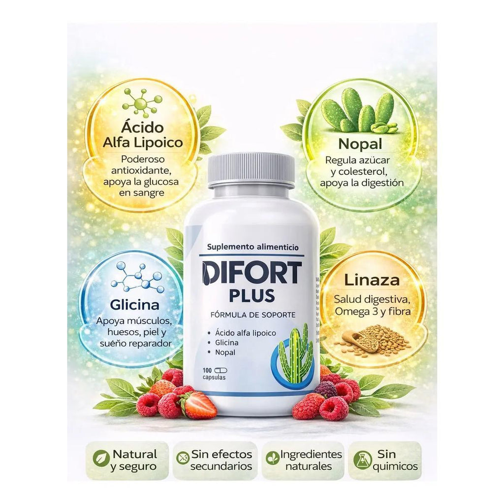 Difort Plus| Apoyo Digestivo| Suplemento| Nopal 100 Caps - imagen 3