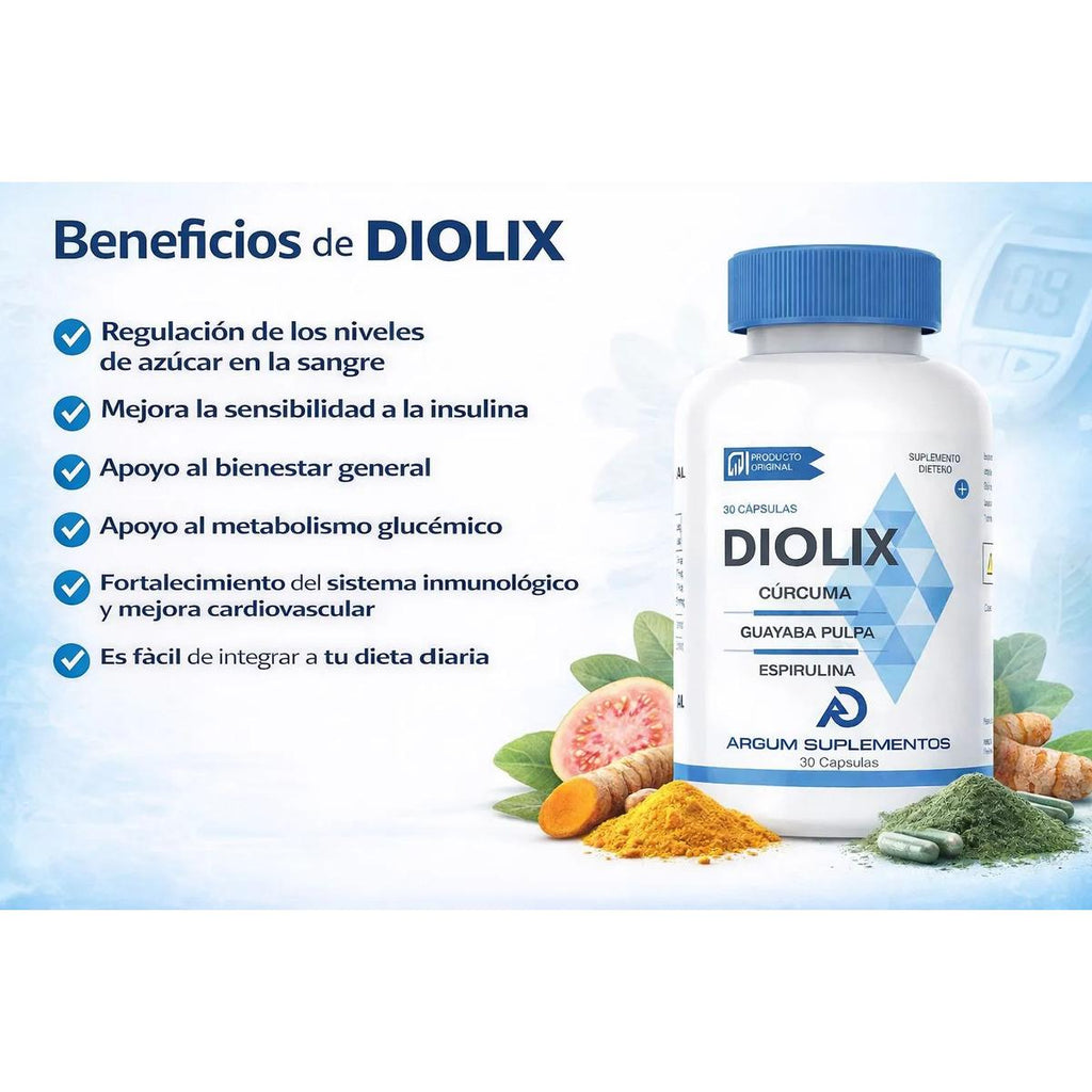 Diolix 30 Caps Curcuma, Espirulina Suplemento Glucosa - imagen 2