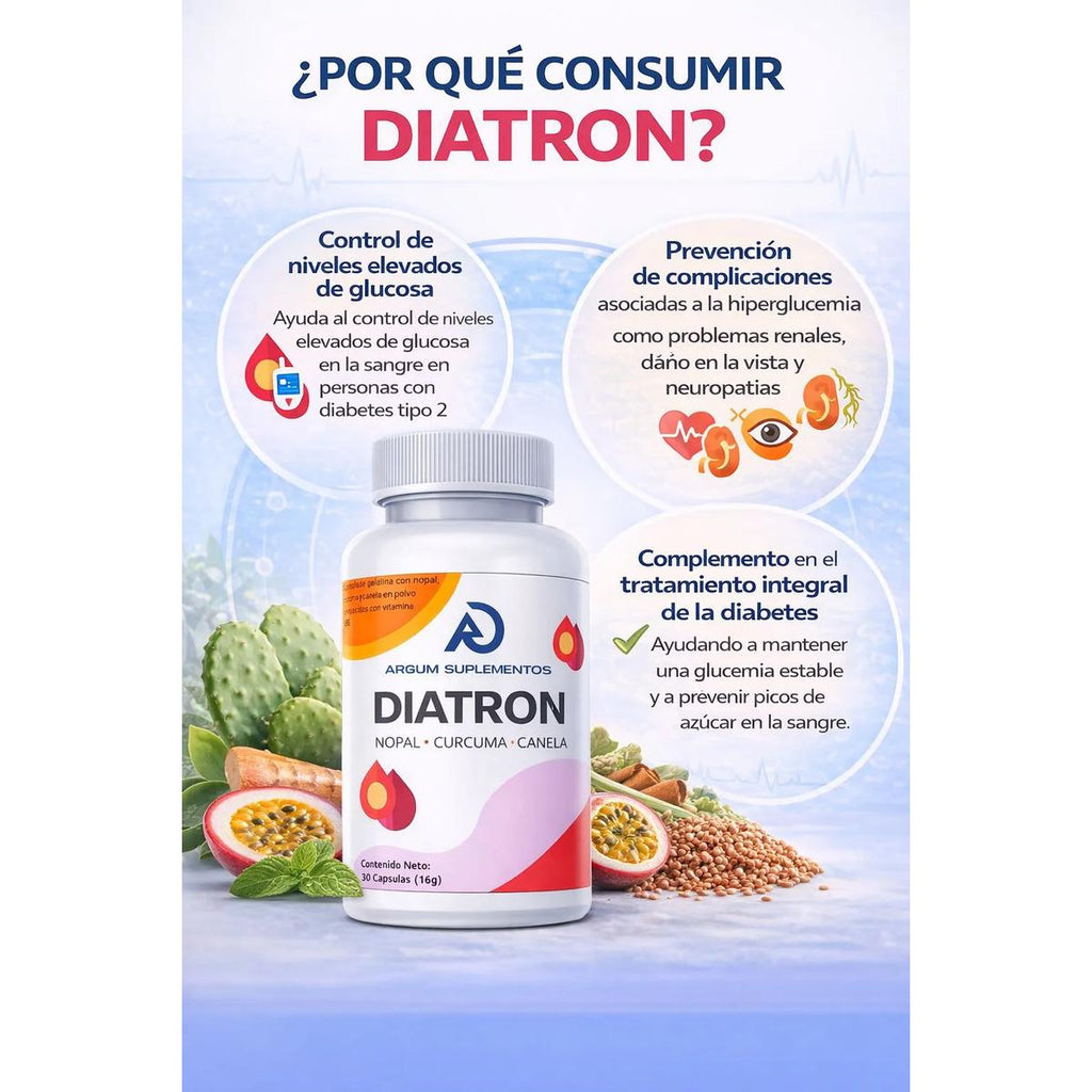 Diatron 30 Cápsulas, Nopal, Curcuma, Canela, Apoyo Glucosa - imagen 4