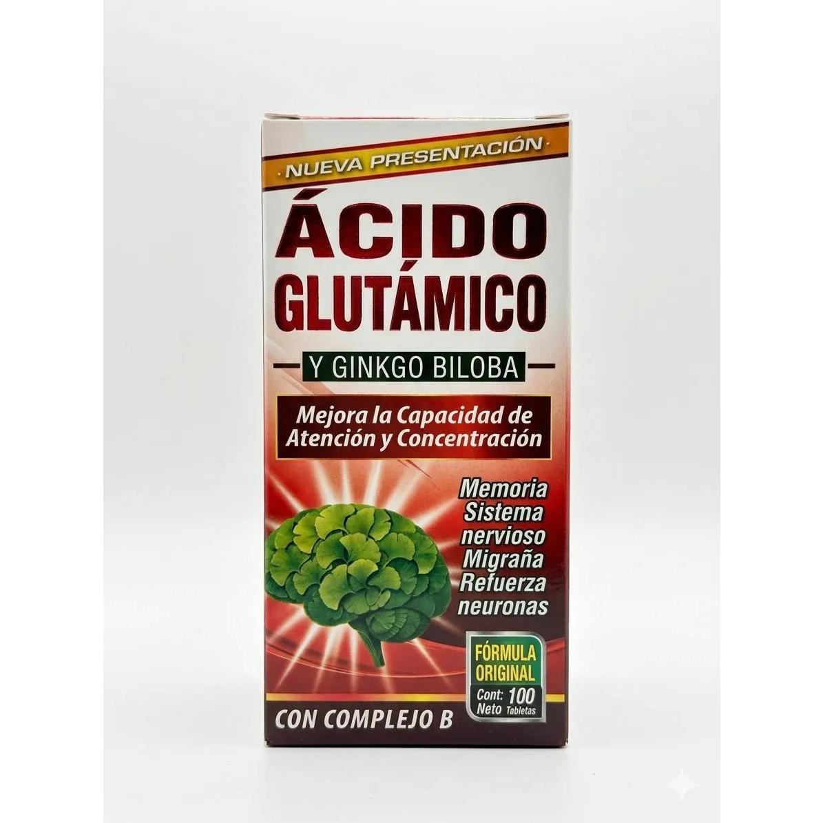 Acido Glutamico Y Vitaminas 100 Tabs Memoria Concentracion