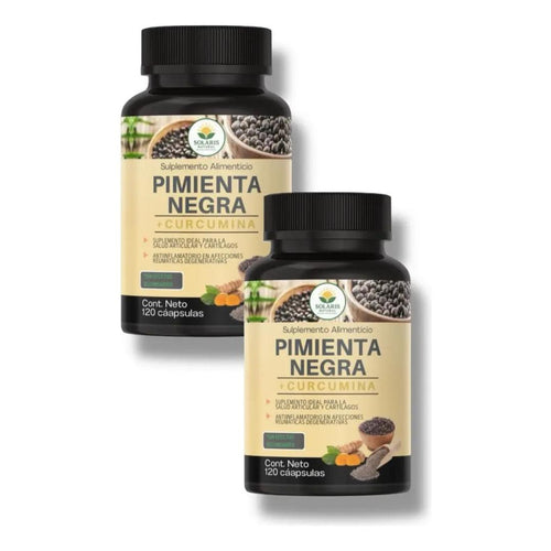 2 Pack Pimienta Negra + Curcumina Suplemento 120 Caps