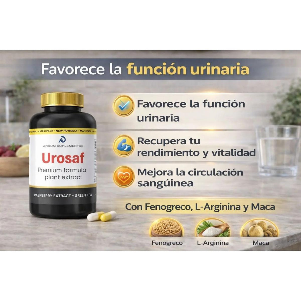 Urosaf| Suplemento| 100cap| L-arginina| Maca| Apoyo Urinario - imagen 2