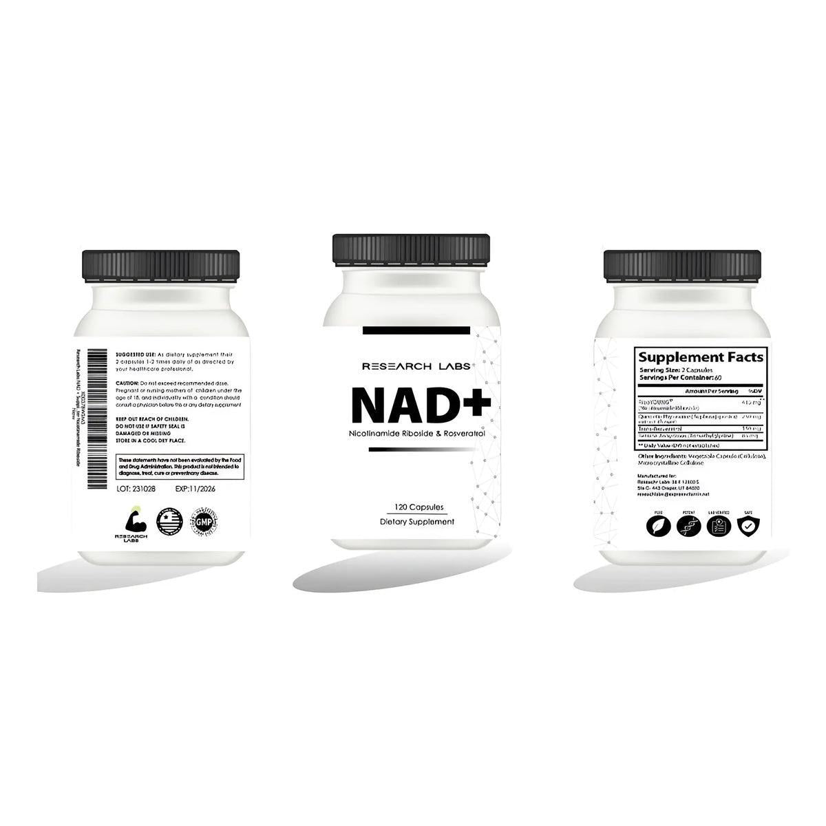 Nad+ Booster Nicotinamida + Resveratrol 120 Cápsulas