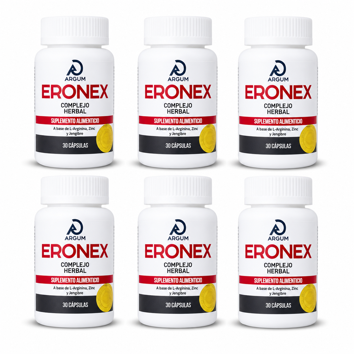ERONEX ARGUM | L-Arginina, Zinc y Jengibre | 1 a 6 Frascos