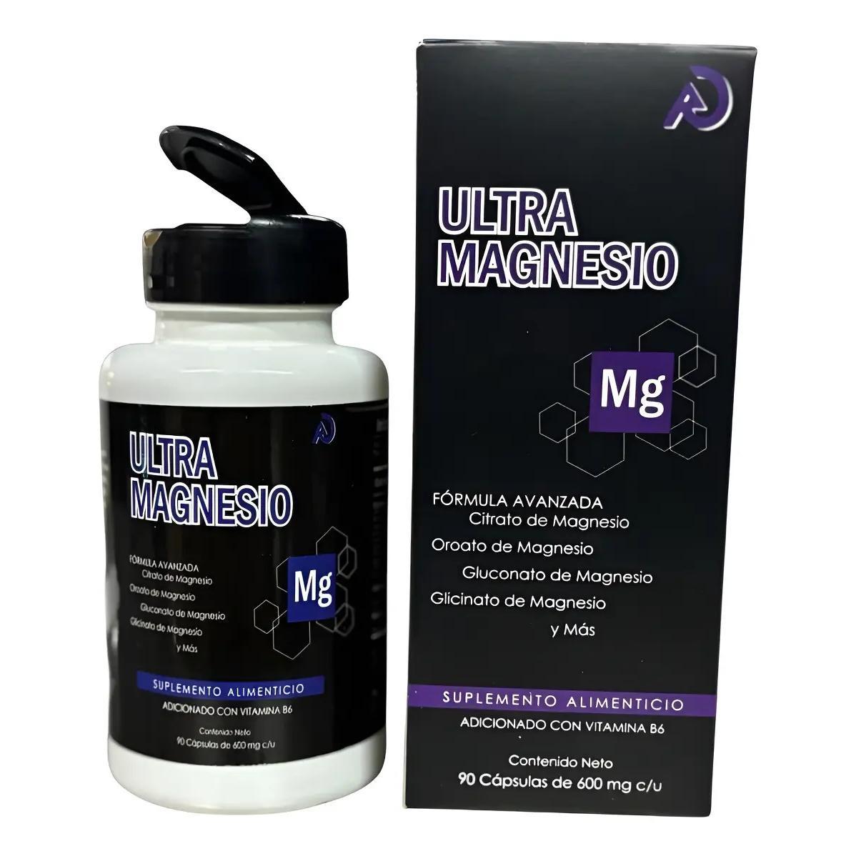 Magnesio Ultra Suplemento Alimenticio 90 Capsulas De 600mg